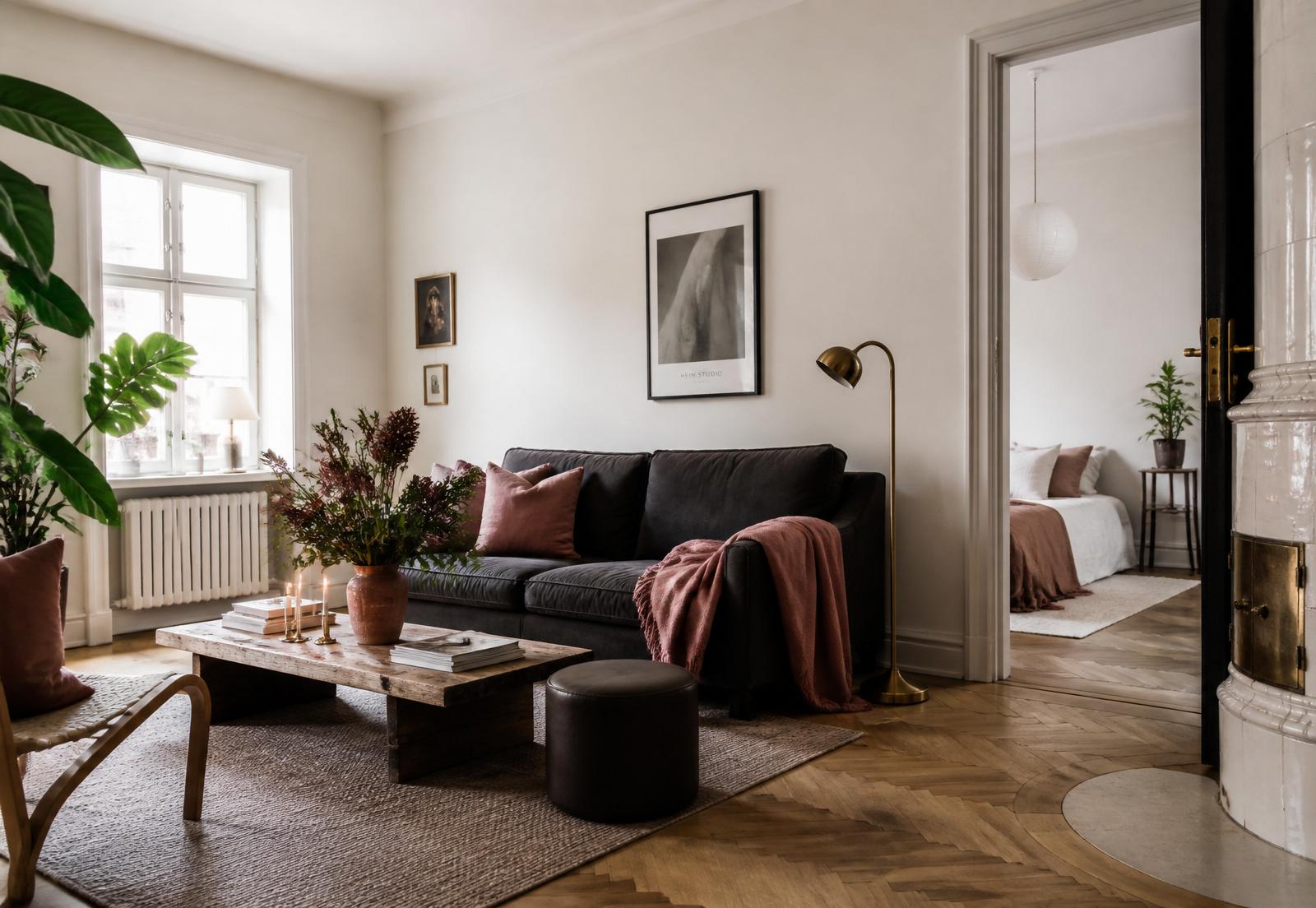 Renovated apartment with herringbone floor